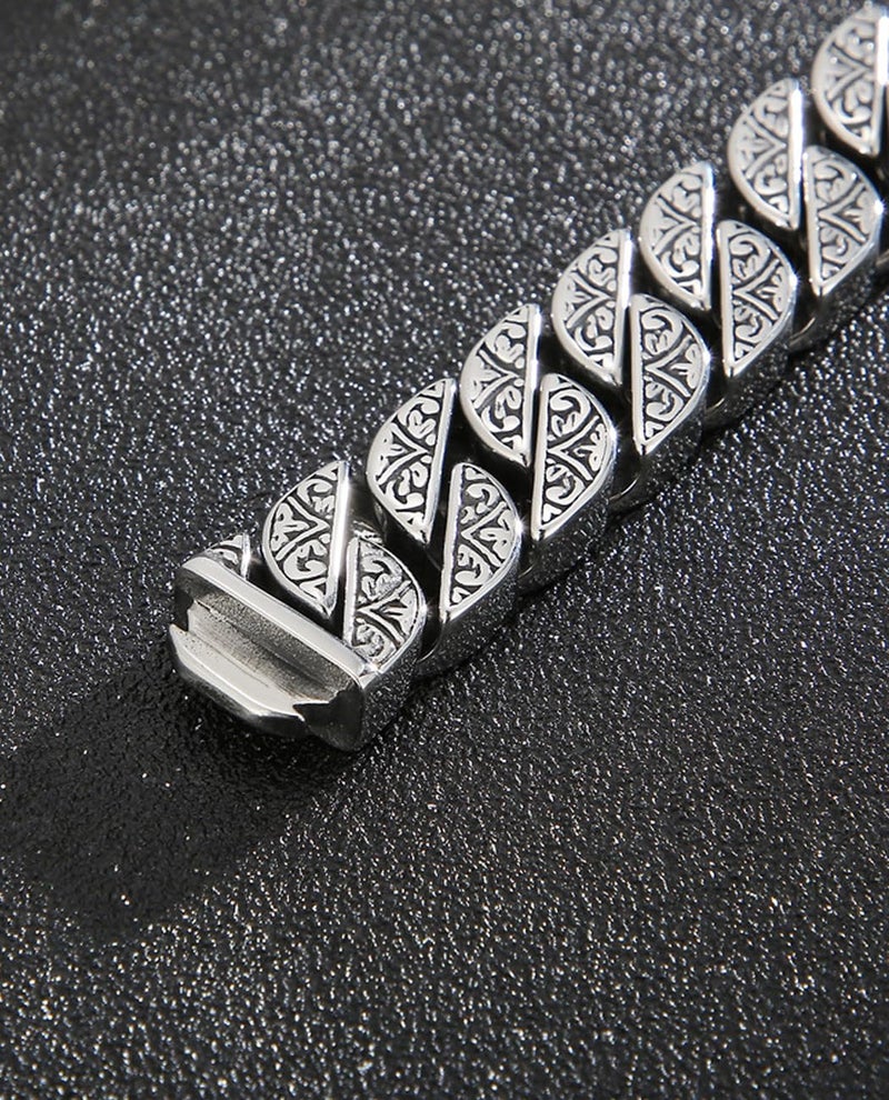 Silverso Italian Real Men Heavy S925 Sterling Silver Bracelets, Unique Luxury Vintage Style Men's Silver Bracelet, Chunk Chain Bracelets Nice Gift for My Man, Son, Boyfriend, Dad (Grapevine, 8.6") - Image 3