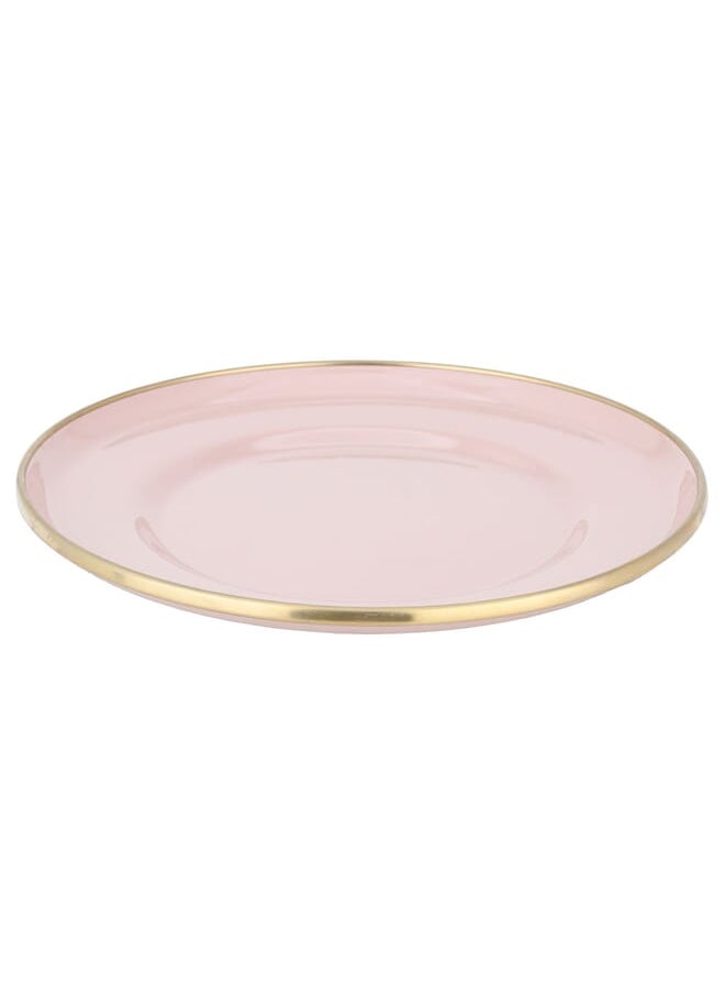 Alsaif Gallery - Light Pink Round Serving Dish With A Golden Rim 20 Cm - Image 1