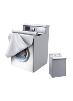 Waterproof Washer Dryer Cover, Outdoor Sun Wind Resistant Dustproof Washing Machine Protect Cover Universal Top Load & Front Load Laundry Dryer Cover With Zipper Velcro Design, Silver
