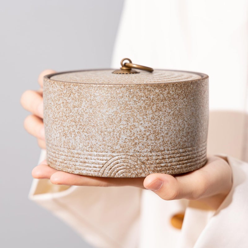 SILINE Ceramic Canister,16.9 Oz /500ml Food Storage Jar for Tea,Coffee Beans,Herb,Candy,Spices,Nuts (Stone White) - Image 2