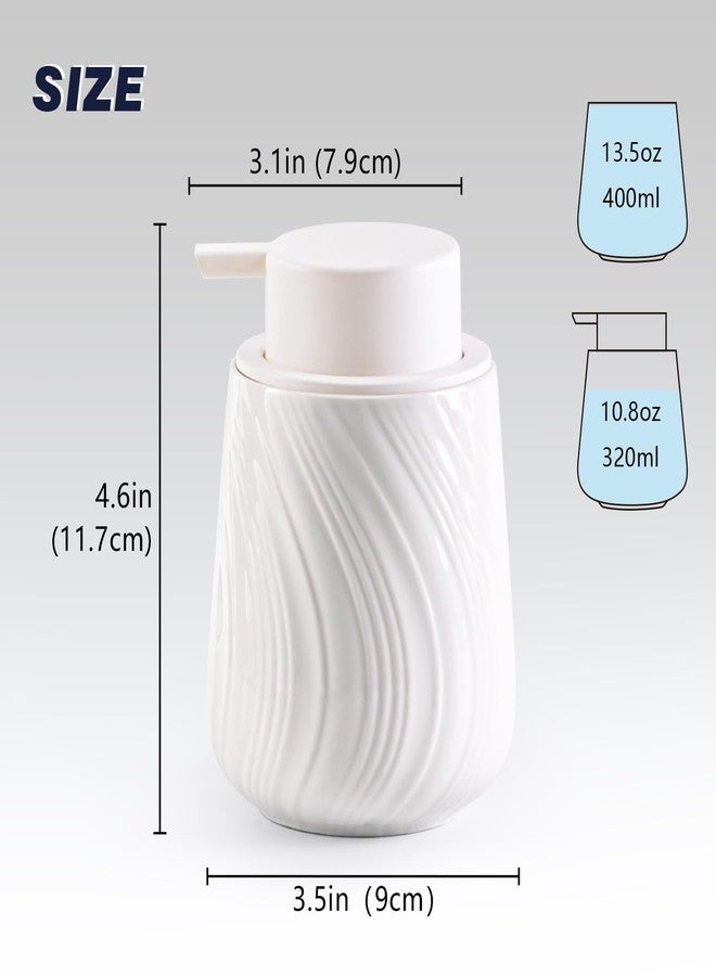 Agyiuns Foam Hand Soap Dispenser - 13.5 oz Ceramic foaming Hand soap Dispenser with Easy-to-Press Pump for Bathroom refillable Liquid Hand soap Dispenser (Foam-White) - Image 2