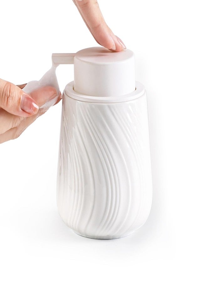 Agyiuns Foam Hand Soap Dispenser - 13.5 oz Ceramic foaming Hand soap Dispenser with Easy-to-Press Pump for Bathroom refillable Liquid Hand soap Dispenser (Foam-White) - Image 1