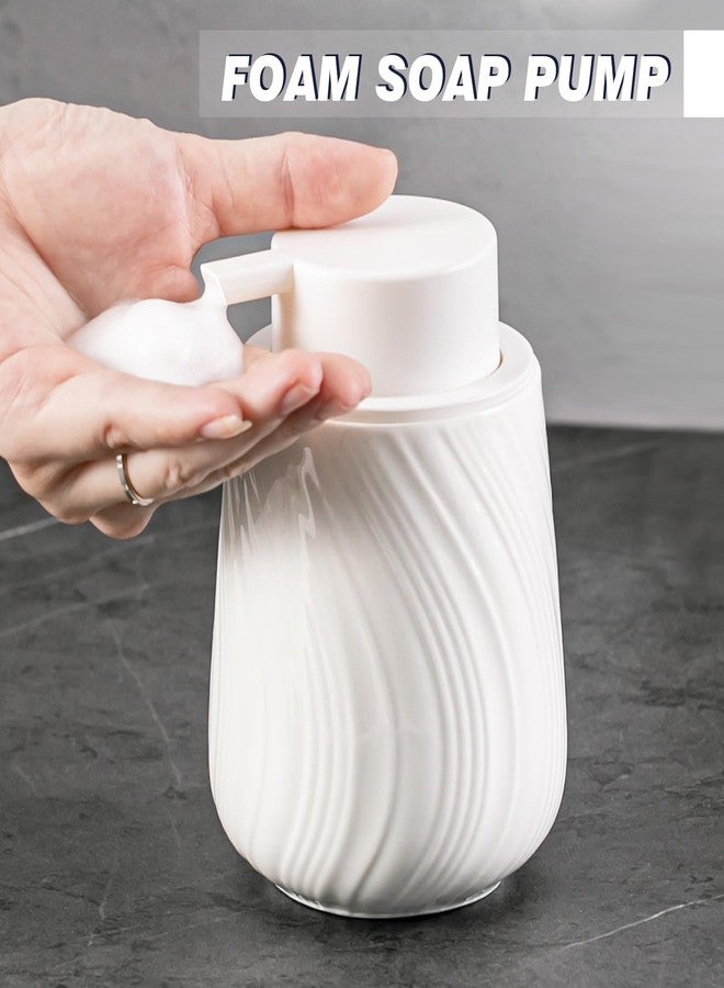 Agyiuns Foam Hand Soap Dispenser - 13.5 oz Ceramic foaming Hand soap Dispenser with Easy-to-Press Pump for Bathroom refillable Liquid Hand soap Dispenser (Foam-White) - Image 3