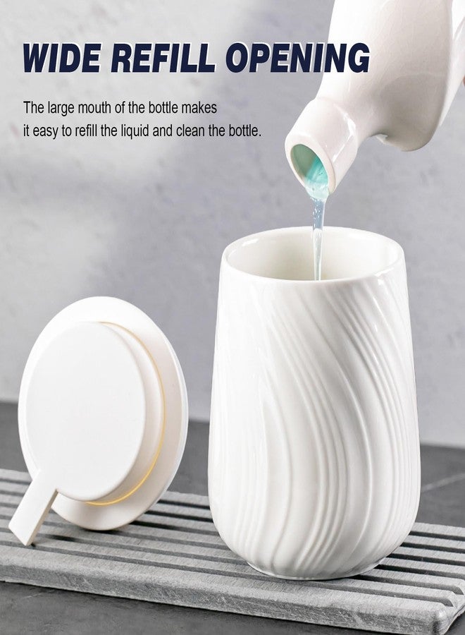 Agyiuns Foam Hand Soap Dispenser - 13.5 oz Ceramic foaming Hand soap Dispenser with Easy-to-Press Pump for Bathroom refillable Liquid Hand soap Dispenser (Foam-White) - Image 5