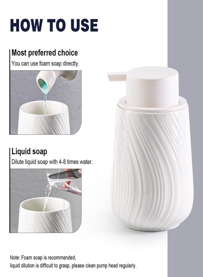 Agyiuns Foam Hand Soap Dispenser - 13.5 oz Ceramic foaming Hand soap Dispenser with Easy-to-Press Pump for Bathroom refillable Liquid Hand soap Dispenser (Foam-White) - Image 4