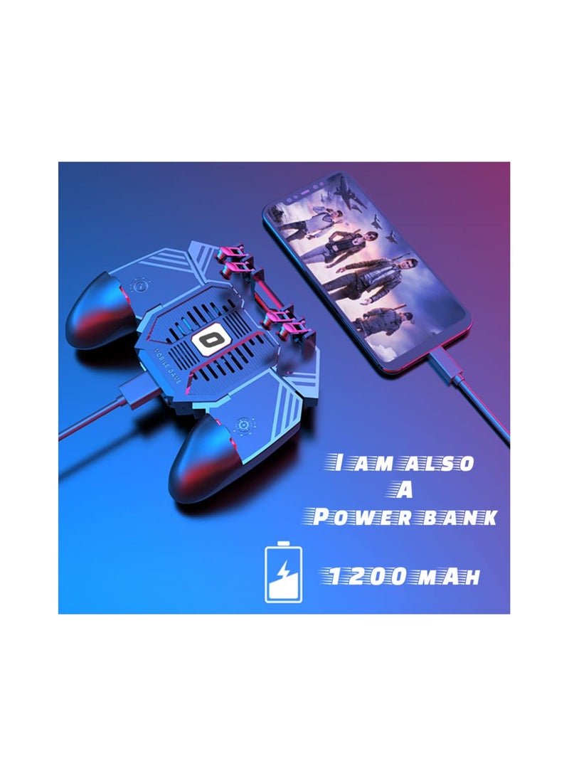 SOLARAE Mobile Game Controller, with Phone Cooling Fan 1200mAh Phone Gaming Grip, Universal Phone Triggers, Gamepad Joystick 4 Triggers L1R1 for Smartphone Android iOS Width from 67 to 90 MM(1 Pack) - Image 4