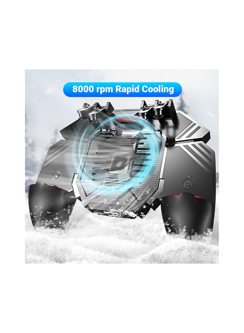 SOLARAE Mobile Game Controller, with Phone Cooling Fan 1200mAh Phone Gaming Grip, Universal Phone Triggers, Gamepad Joystick 4 Triggers L1R1 for Smartphone Android iOS Width from 67 to 90 MM(1 Pack) - Image 2