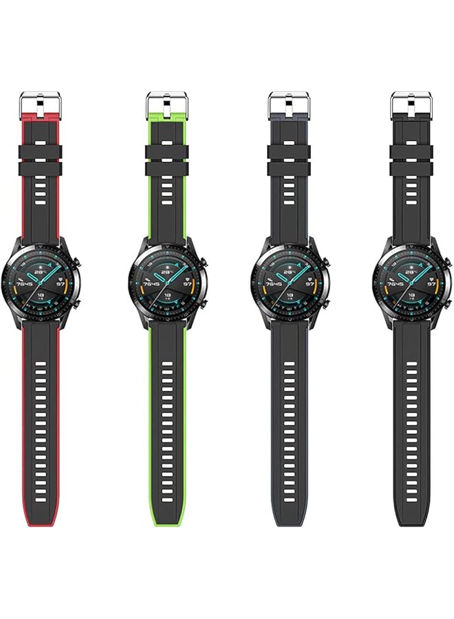 إيروريكس سوار سيليكون رياضي ثنائي اللون لساعة هواوي جي تي 22 مم، أسود - Image 5