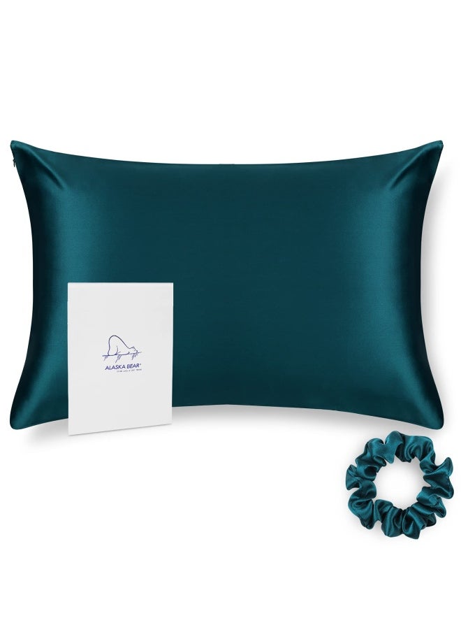 ALASKA BEAR 100 Mulberry Silk Pillowcase 50X66 Cm Both Sides Silk Hypoallergenic Pillow Case Cover For Hair And Skin Wellness With Hidden Zipper 1Pc Turquoise  - Image 1