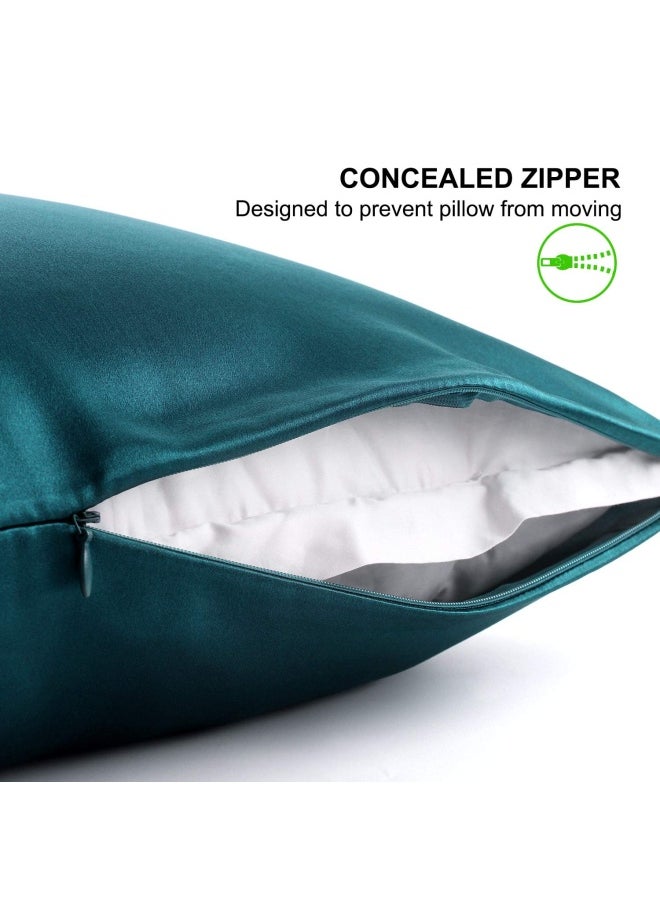 ALASKA BEAR 100 Mulberry Silk Pillowcase 50X66 Cm Both Sides Silk Hypoallergenic Pillow Case Cover For Hair And Skin Wellness With Hidden Zipper 1Pc Turquoise  - Image 3