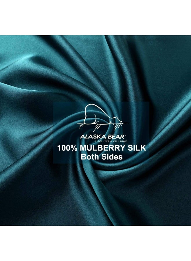 ALASKA BEAR 100 Mulberry Silk Pillowcase 50X66 Cm Both Sides Silk Hypoallergenic Pillow Case Cover For Hair And Skin Wellness With Hidden Zipper 1Pc Turquoise  - Image 4