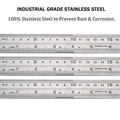 ZZTX Metal Straight Edge Ruler Set,Stainless Steel Ruler,12 Inch, Bulk 1 Pack - Image 2