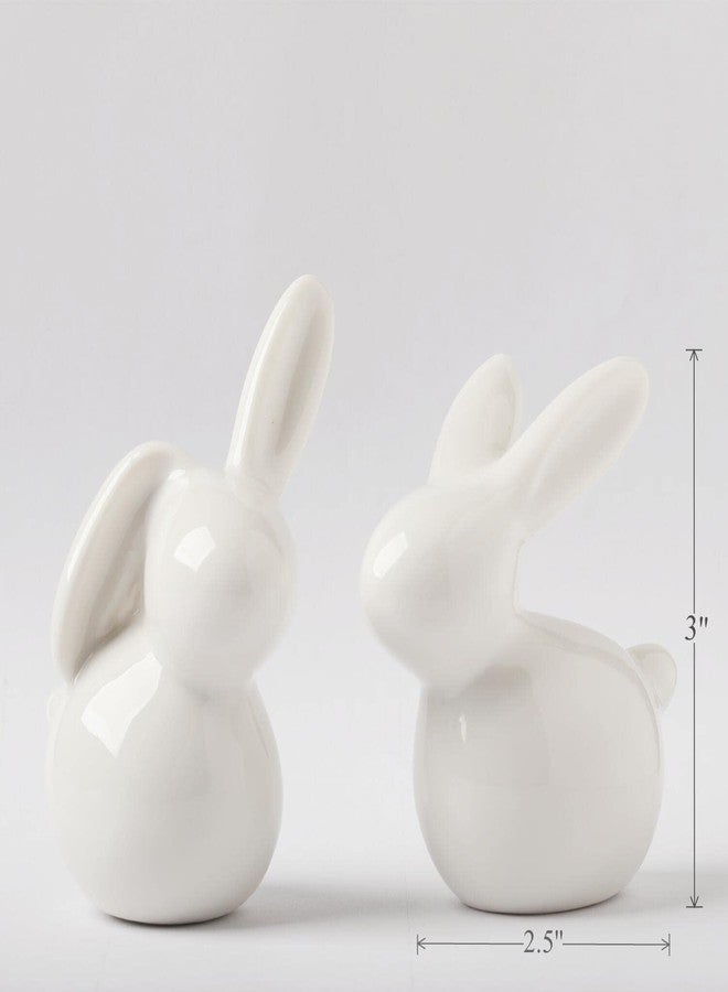 GOODSTART Ceramic Rabbit Ceramic Bunny Figurine Porcelain Modern Art Home Decor, A Set of 2 Rabbit Decor, Easter Bunny Rabbits, Easter Decorations for Home - Image 4