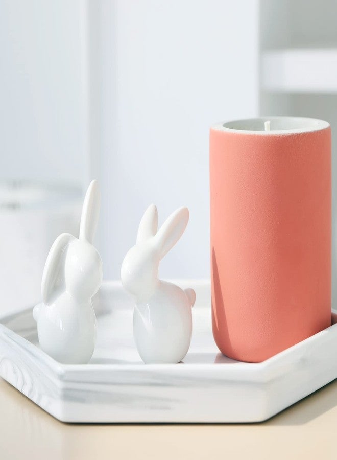 GOODSTART Ceramic Rabbit Ceramic Bunny Figurine Porcelain Modern Art Home Decor, A Set of 2 Rabbit Decor, Easter Bunny Rabbits, Easter Decorations for Home - Image 2