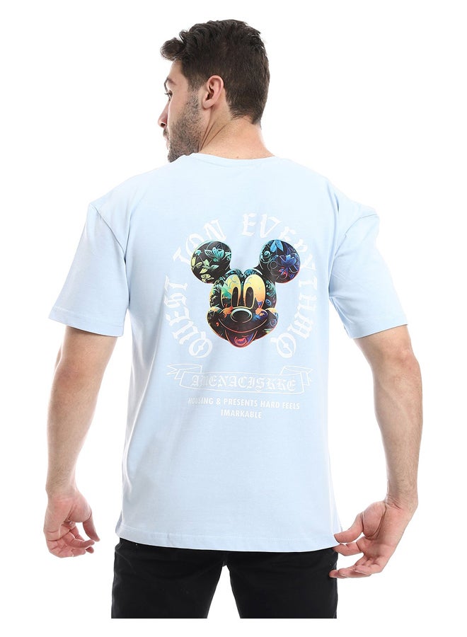 Andora Slip On Printed Cotton Sky Blue Tee_Sky Blue - Image 2