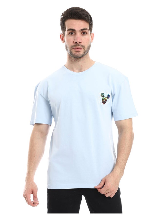 Andora Slip On Printed Cotton Sky Blue Tee_Sky Blue - Image 5