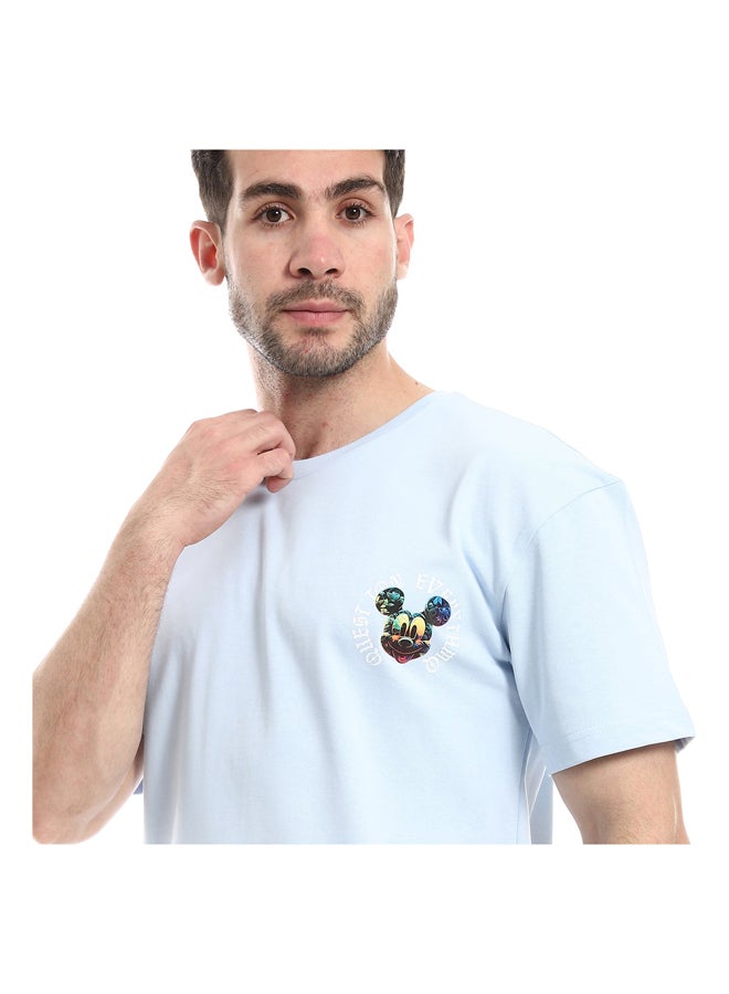 Andora Slip On Printed Cotton Sky Blue Tee_Sky Blue - Image 3