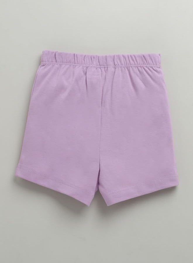 BUMZEE Girls Cotton Knee Length Shorts White & Lavender Pack of 2-12-18 Months (Peb10439D-wht) - Image 3