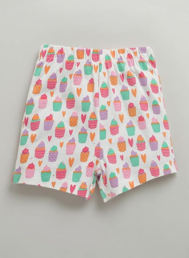 BUMZEE Girls Cotton Knee Length Shorts White & Lavender Pack of 2-12-18 Months (Peb10439D-wht) - Image 5