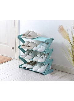 GTC GTC 4 Layer Z Type Lightweight Space Saving Shoe Organizer Rack for Home and Office (352-1 Blue, Plastic)  - Image 1