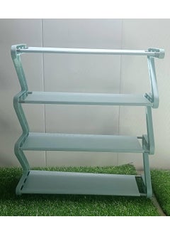 GTC GTC 4 Layer Z Type Lightweight Space Saving Shoe Organizer Rack for Home and Office (352-1 Blue, Plastic)  - Image 4