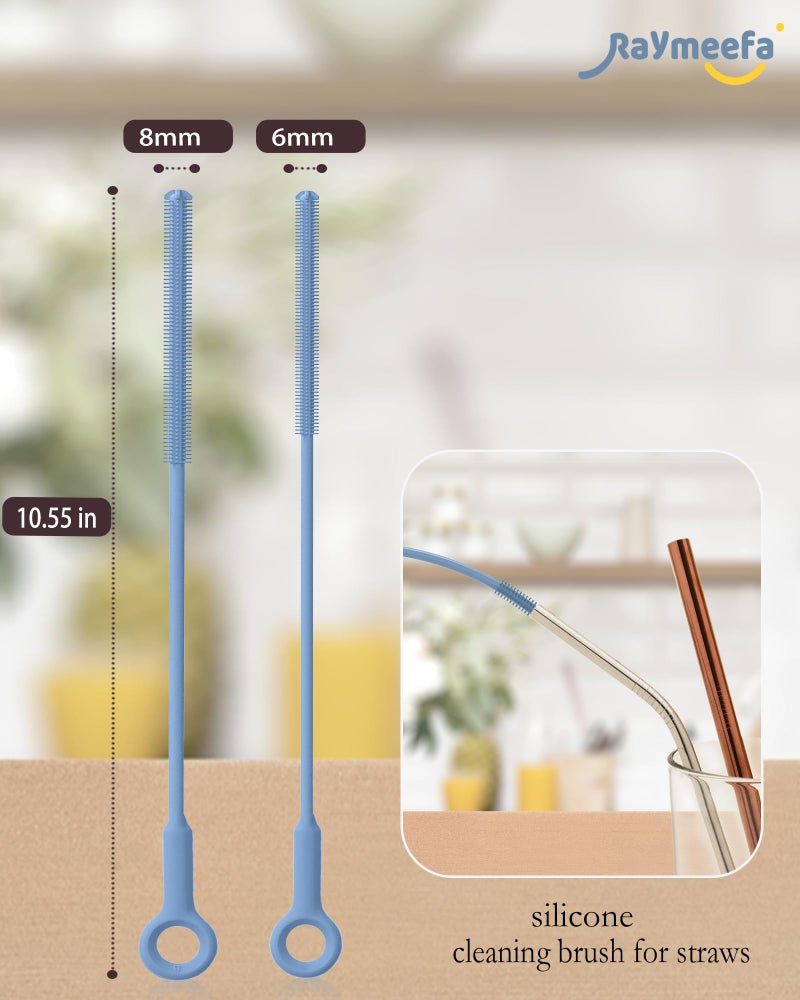 Raymeefa Extra Long Straw Cleaner Brush,Reusable and Soft Silicone Straw Cleaning Brush to Clean Crevice(Blue) - Image 5