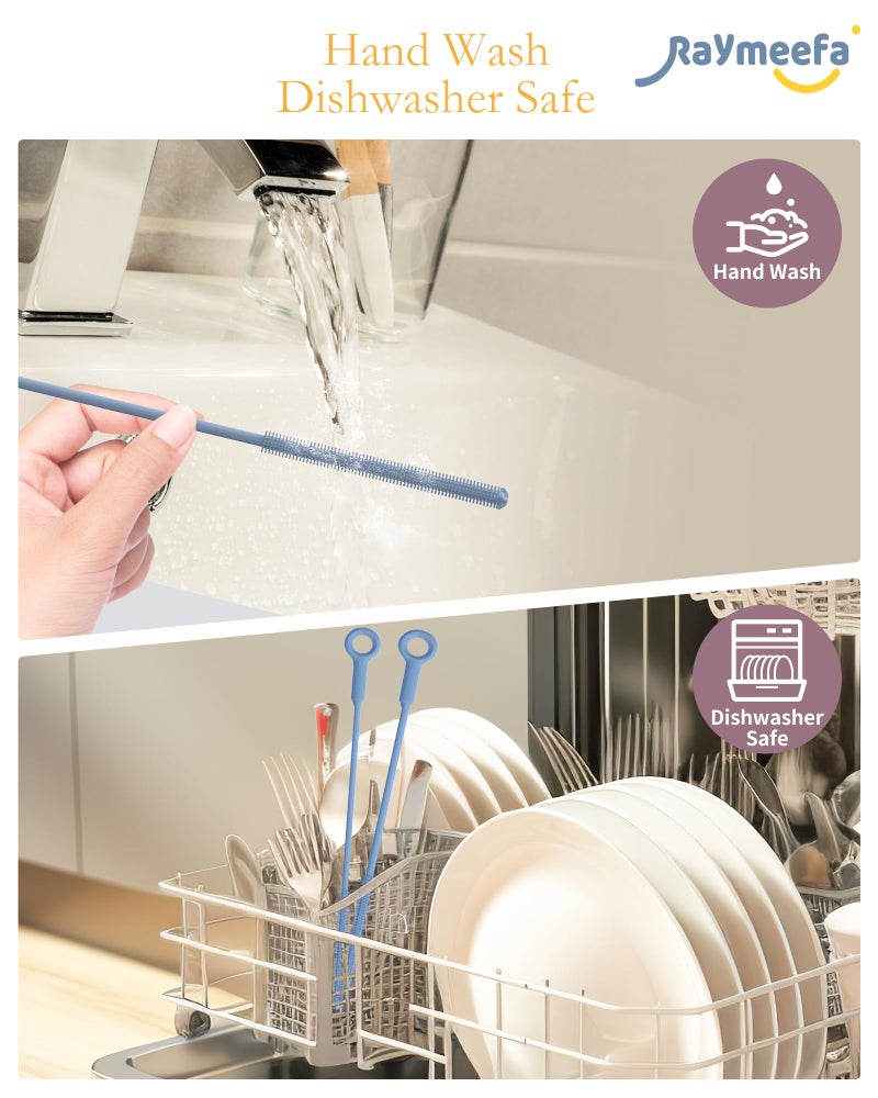 Raymeefa Extra Long Straw Cleaner Brush,Reusable and Soft Silicone Straw Cleaning Brush to Clean Crevice(Blue) - Image 4