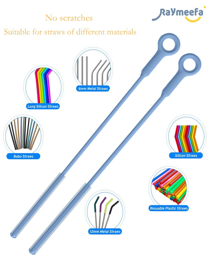 Raymeefa Extra Long Straw Cleaner Brush,Reusable and Soft Silicone Straw Cleaning Brush to Clean Crevice(Blue) - Image 3