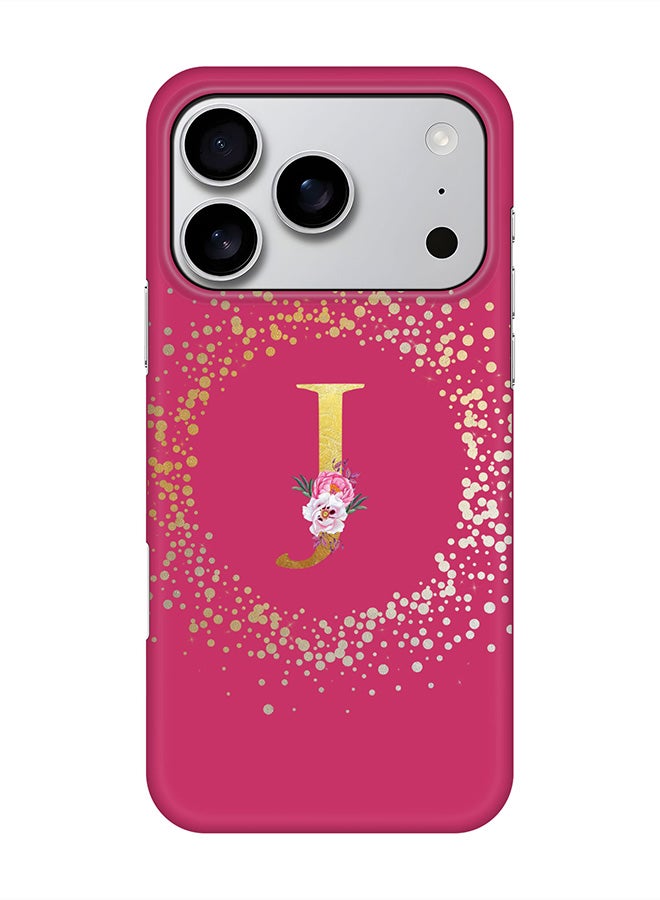 Stylizedd For iPhone 17 Pro,Case, [Compatible with MagSafe] Magnetic cover Slim fit Protection Matte, - Custom Monogram Floral - J ( Deep Pink )