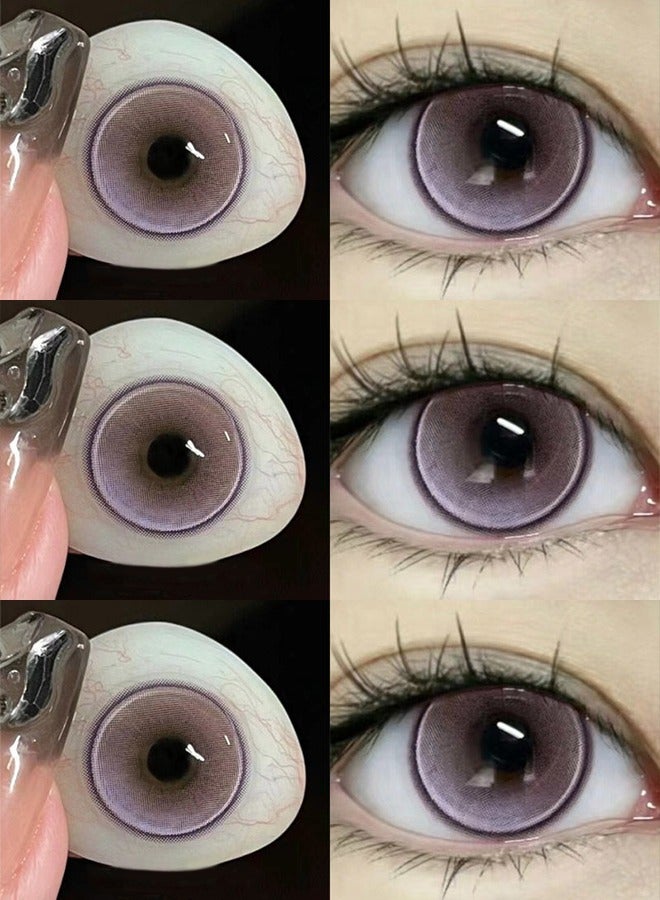 Mill Creek color contact lenses 14.2MM hydrogel lenses can be used for 12 months 1 pair of 2 purple glasses - Image 1
