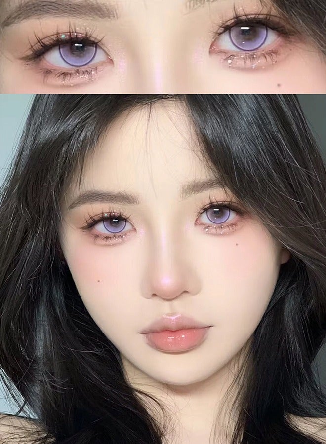 Mill Creek color contact lenses 14.2MM hydrogel lenses can be used for 12 months 1 pair of 2 purple glasses - Image 3