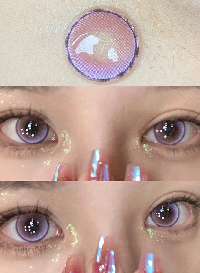 Mill Creek color contact lenses 14.2MM hydrogel lenses can be used for 12 months 1 pair of 2 purple glasses - Image 2