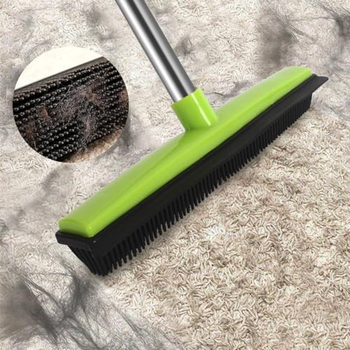 MEIBEI Pet Hair Removal Broom with Squeegee -53", Long Handle Soft Bristle Rubber Broom, Ideal for Remove Fur from Carpets, Rugs, Hardwood and Linoleum - Image 3
