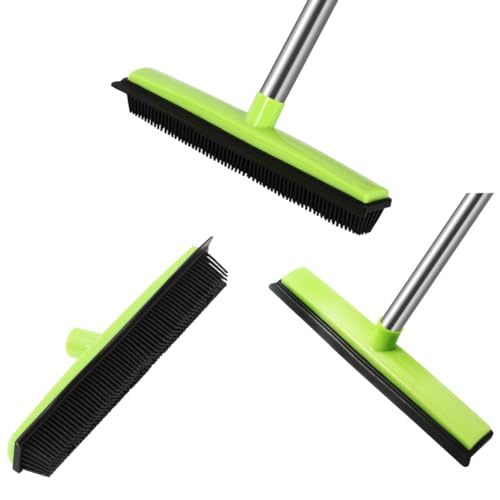 MEIBEI Pet Hair Removal Broom with Squeegee -53", Long Handle Soft Bristle Rubber Broom, Ideal for Remove Fur from Carpets, Rugs, Hardwood and Linoleum - Image 2
