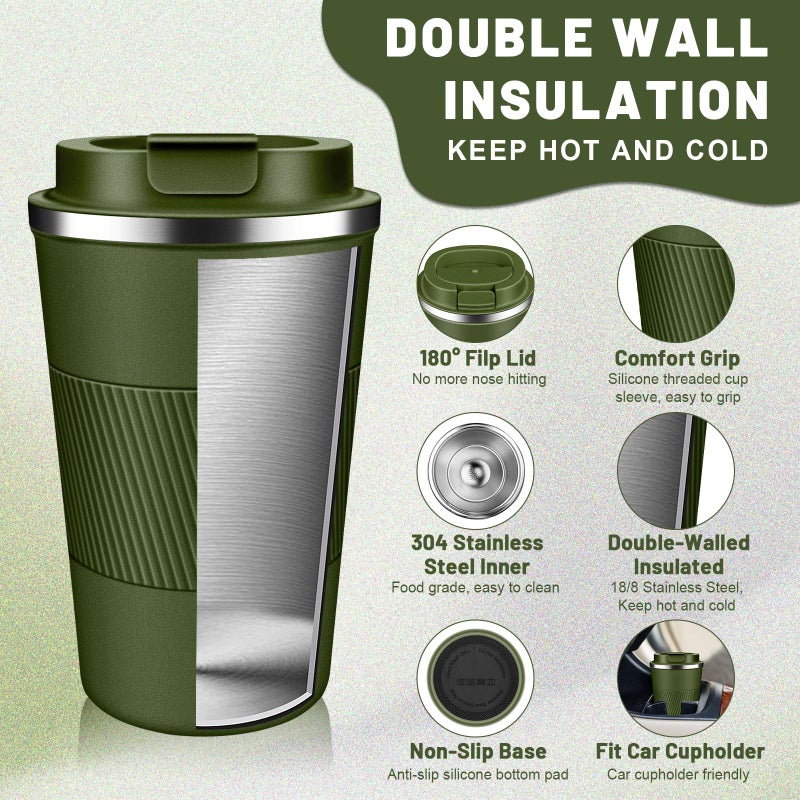 DUBUXW Insulated Coffee Tumblers with Flip Lid 12oz / 17oz  Stainless Steel Travel Coffee Mug Leak Proof  Vacuum Insulated Coffee Mug Thermos Cup  Keeps Cold and Hot for Coffee Tea - Image 4