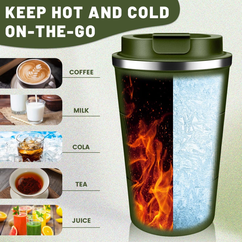 DUBUXW Insulated Coffee Tumblers with Flip Lid 12oz / 17oz  Stainless Steel Travel Coffee Mug Leak Proof  Vacuum Insulated Coffee Mug Thermos Cup  Keeps Cold and Hot for Coffee Tea - Image 5