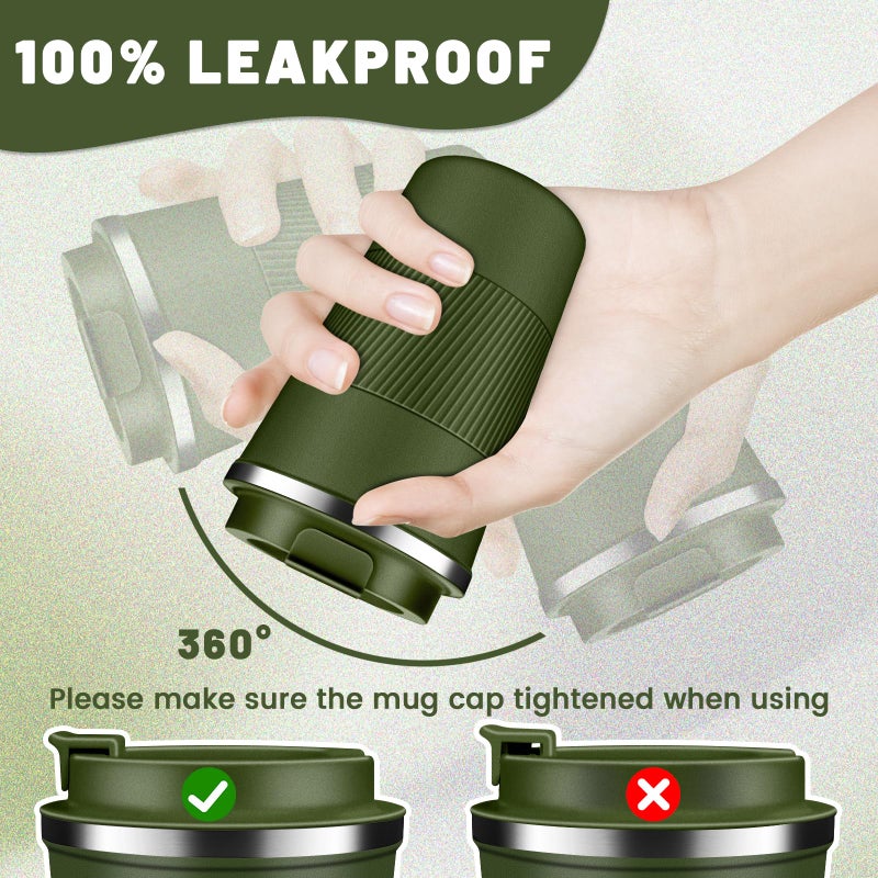 DUBUXW Insulated Coffee Tumblers with Flip Lid 12oz / 17oz  Stainless Steel Travel Coffee Mug Leak Proof  Vacuum Insulated Coffee Mug Thermos Cup  Keeps Cold and Hot for Coffee Tea - Image 3