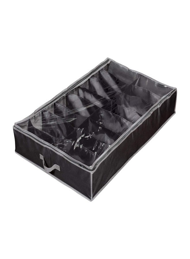 Richards Homewares Black/Grey Gearbox 16 Cell Shoe Organizer, 37.5"x23.5"x5.5" - Image 3