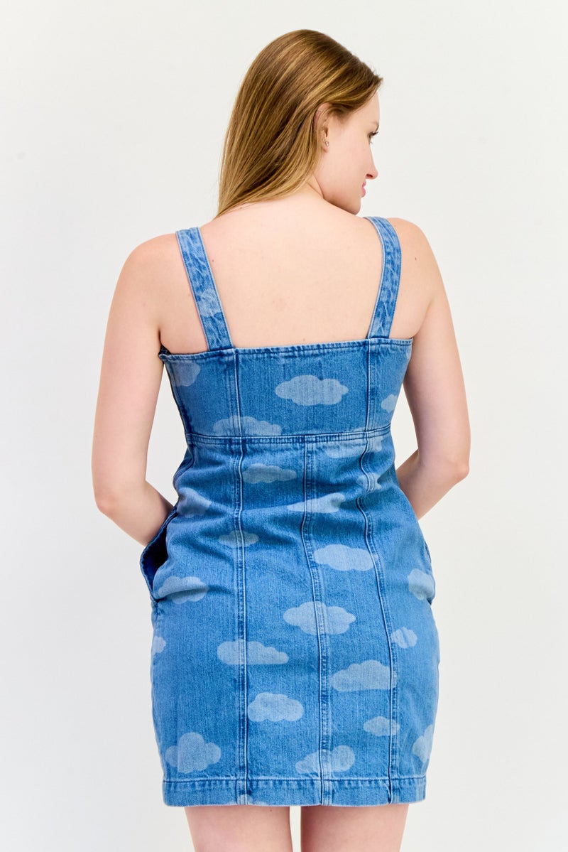 ONLY Women Washed Denim Midi Dress, Blue - Image 2