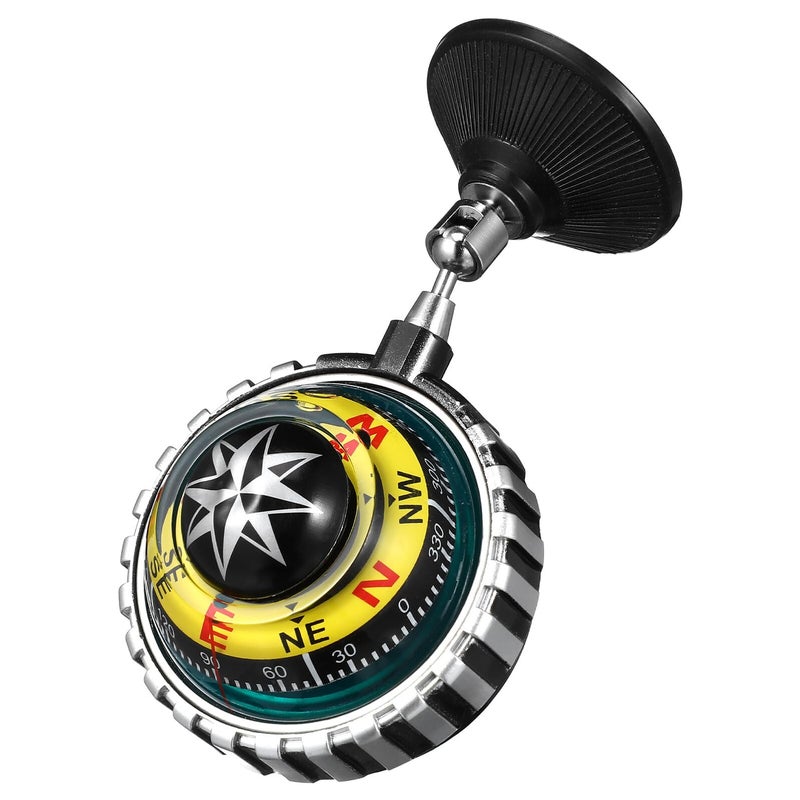 Yellow Marine Compass Ball with Suction Cup for Car Boat Dashboard Navigation - Image 2