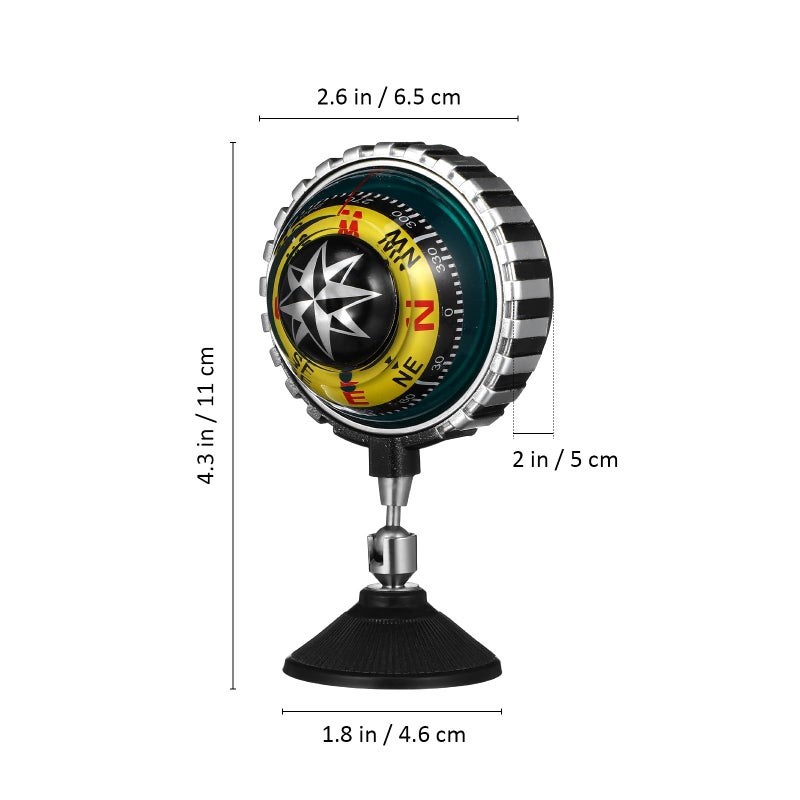 Yellow Marine Compass Ball with Suction Cup for Car Boat Dashboard Navigation - Image 3