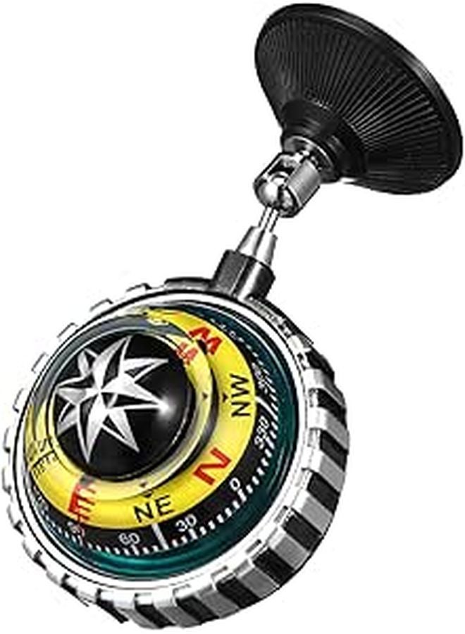 Yellow Marine Compass Ball with Suction Cup for Car Boat Dashboard Navigation - Image 1