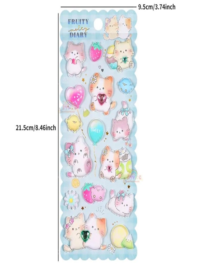 Funspark Cute Little Animals (B) 6 Sheet 3D Puffy Sticker Set – Kawaii Bear, Bunny, Cat & Pastel Animal Self-Adhesive Waterproof Stickers for Kids DIY Crafts, Scrapbook & Decor - Image 3