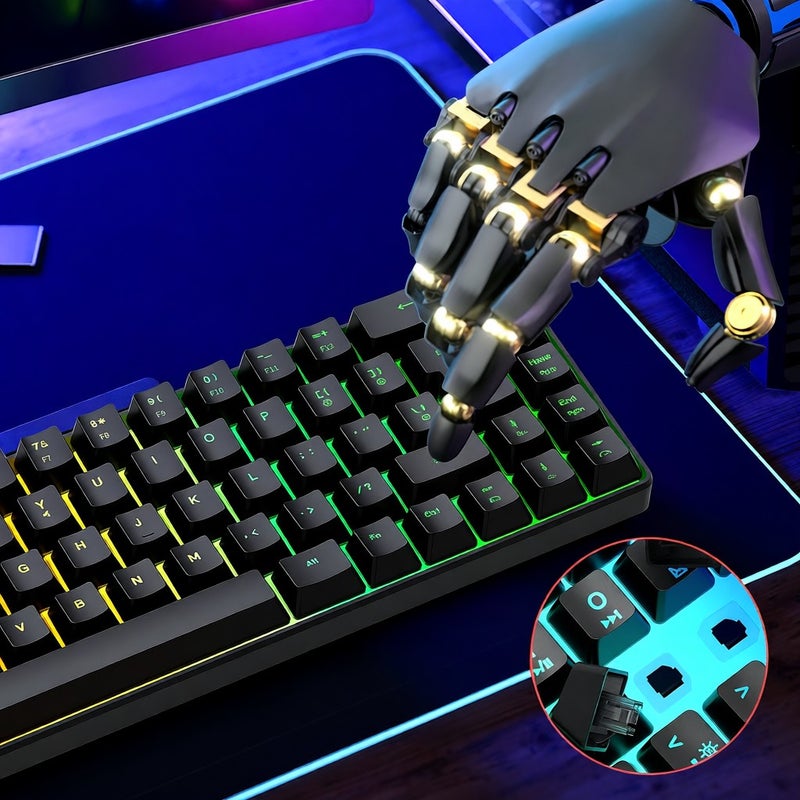 HXSJ V200 Wired K68 RGB Streamer Mini Gaming Keyboard 19-Key Conflict-Free Membrane Keyboard but Mechanical Feel for Game/Office - Image 5