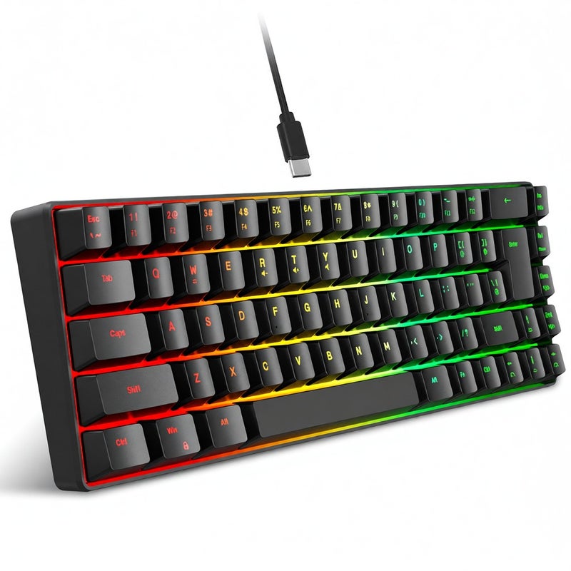 HXSJ V200 Wired K68 RGB Streamer Mini Gaming Keyboard 19-Key Conflict-Free Membrane Keyboard but Mechanical Feel for Game/Office - Image 1