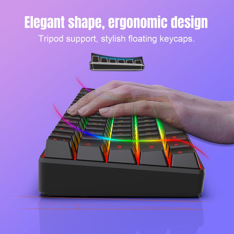 HXSJ V200 Wired K68 RGB Streamer Mini Gaming Keyboard 19-Key Conflict-Free Membrane Keyboard but Mechanical Feel for Game/Office - Image 3