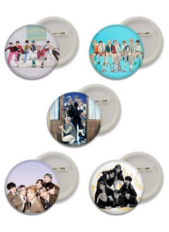 D2c D2C Plastic Premium BTS Round Pin Button Badge - Perfect for Boys, Girls, Men & Women | Trendy KPOP Batches for Bags, Backpacks | Ideal Birthday Gift | Size 58mm Multicolor (0+Years) Pack of 5 D9  - Image 1