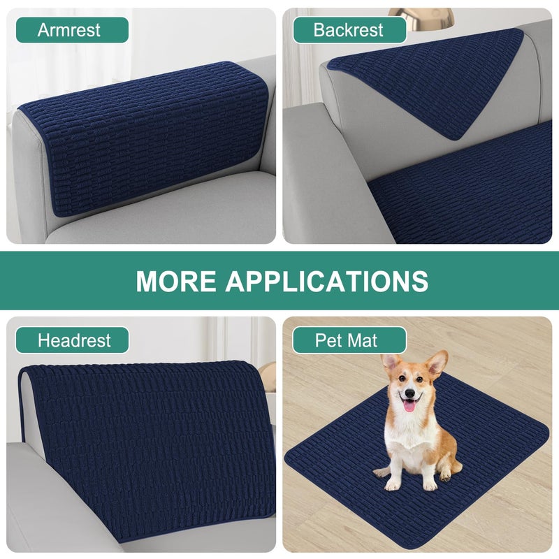 Foxdecor Couch Arm Covers Sofa Arm Covers  Arm Chair Covers Set of 2  Non-Slip Chair Arm Covers  Arm Rest Cover for Sofa  Armchair Slipcovers Couch Protector (Dark Blue 30x30 inch) - Image 4