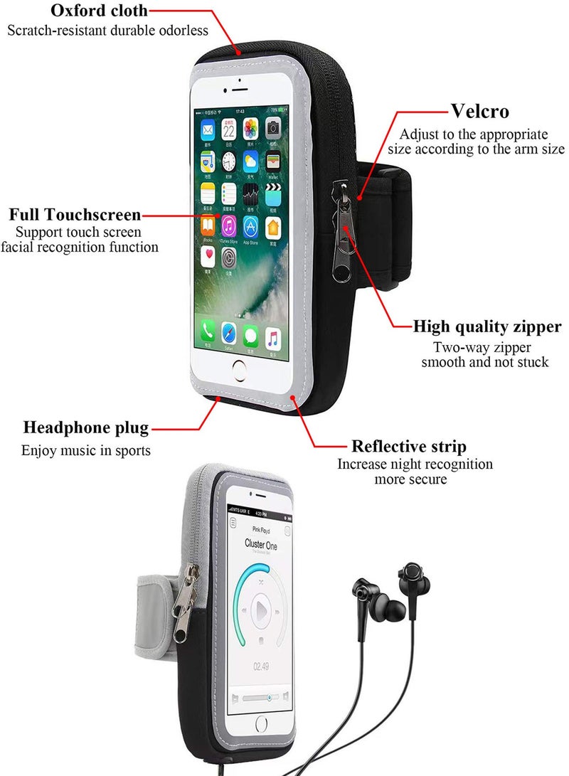 Qiccijoo Running Armband Phone Holder For Running Full Touchscreen Phone Arm Bands For Running Sports Phone Holder With Adjustable Band For Iphone 13 Pro Max 12 11 Xs Xr 8 7 Galaxy S20 S10 S9 S8 - Image 3