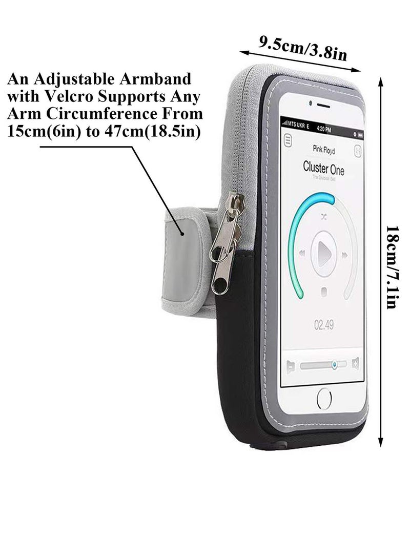 Qiccijoo Running Armband Phone Holder For Running Full Touchscreen Phone Arm Bands For Running Sports Phone Holder With Adjustable Band For Iphone 13 Pro Max 12 11 Xs Xr 8 7 Galaxy S20 S10 S9 S8 - Image 2